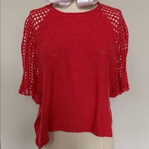 Billabong boho sunset crochet light weight 
sweater Coral